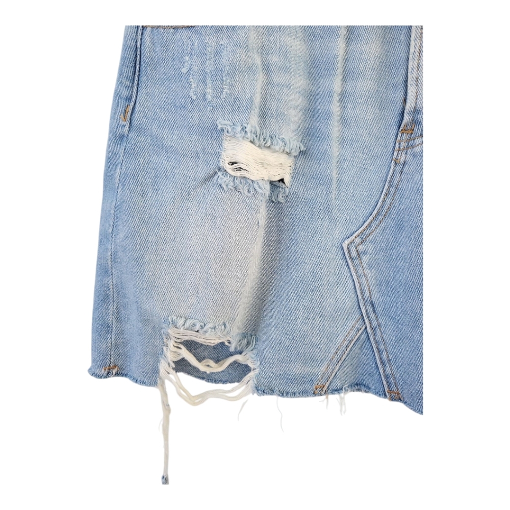 PacSun Los Angeles Light Wash Raw Hem Distressed Jean Mini Skirt 27 - Picture 3 of 8